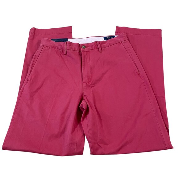 New Polo Ralph Lauren Chino Pants Stretch Classic Fit Men's 30x32 Pink Twill - Picture 2 of 7
